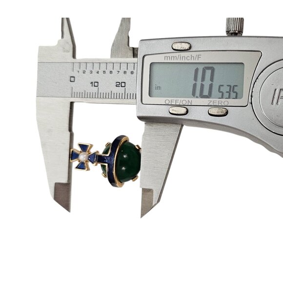 Trifari Rare Coronation Columbus Crucifix Enamel Lucite Faux Pearl Orb Pin, L504 - Picture 9 of 10